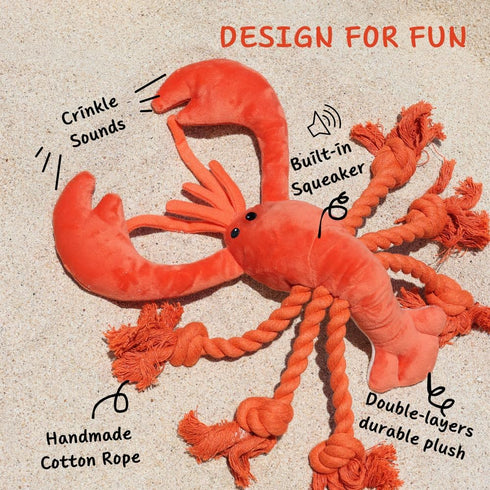 Lobster Dog Toy, Large Squeaky Toys, Tug of War Toy for Large Dogs, Interactive Plush Toy for Puppies and Dogs