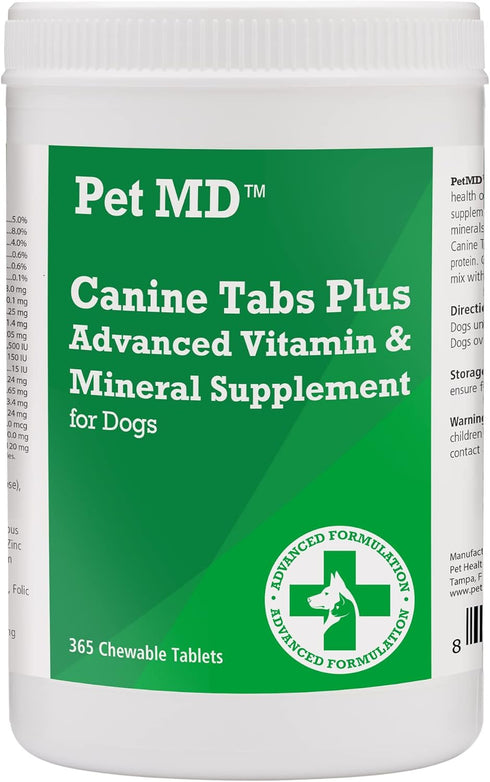 Pet MD Canine Tabs Plus - 365 Count Advanced Multivitamins for Dogs, Natural Daily Vitamin and Mineral Nutritional
