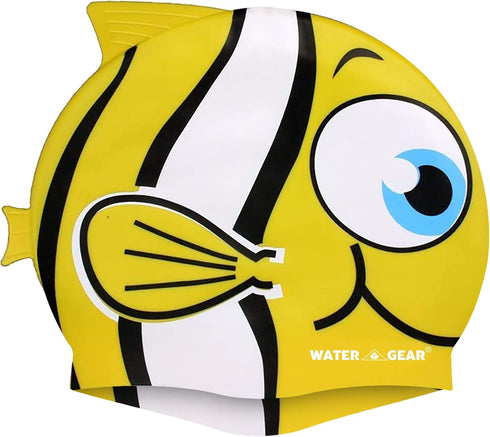 Water Gear Critter Cap - Durable Swimming Cap for Kids, Long-Lasting Toddler Swimming Cap (Yellow Fish)