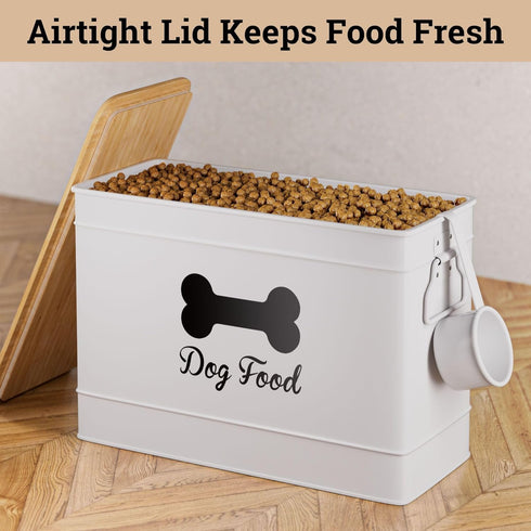 15 lb (50 100 lbs Dog Food Container Airtight Cup) Capacity with Metal Scoop - Cute Airtight Dog Food Storage Container
