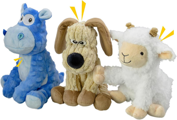MeetYooo 3Pack Squeaky Stuffed Dog Toys- Indoor&Outdoor Playing Toys for Large to Small,
