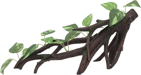 AQUA KT Reptile Climbing Branch Tree Trunk with Leaves for Lizard Bearded