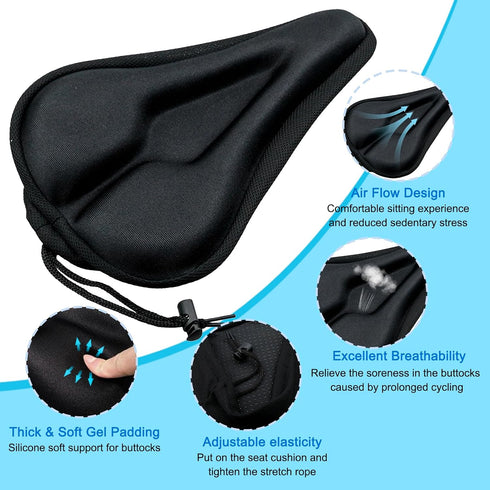 JLNGTHONG Bike Seat Cushion, Comfort Bicycle Seat Cover for Indoor and Outdoor, Universal Fit for Peloton, Stationary
