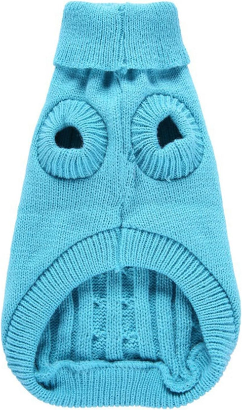 CHBORCHICEN Small Dog Sweaters, Knitted Pet Cat Warm Sweatshirt for Winter (Medium, Sky Blue)