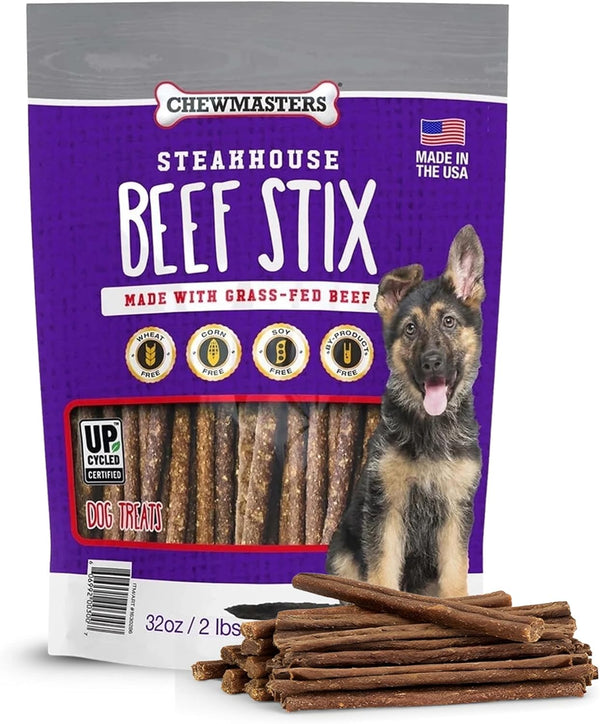 Chewmasters Beef Stix - Grass-Fed Beef Dog Treats, Soft Chewy Real Meat,
