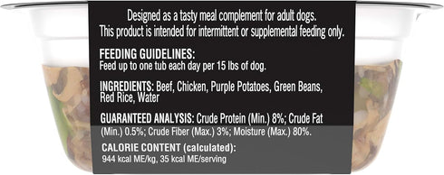 CESAR SIMPLY CRAFTED Adult Soft Wet Dog Food Meal Topper, Beef, Chicken, Purple Potatoes, 10 Tubs, 1.3 oz