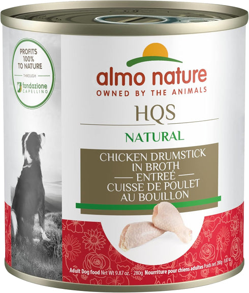 HQS Natural Chicken Drumstick Entree in Broth by almo nature, Gluten Free, Additive Free, 12 x 280g/9.87 oz