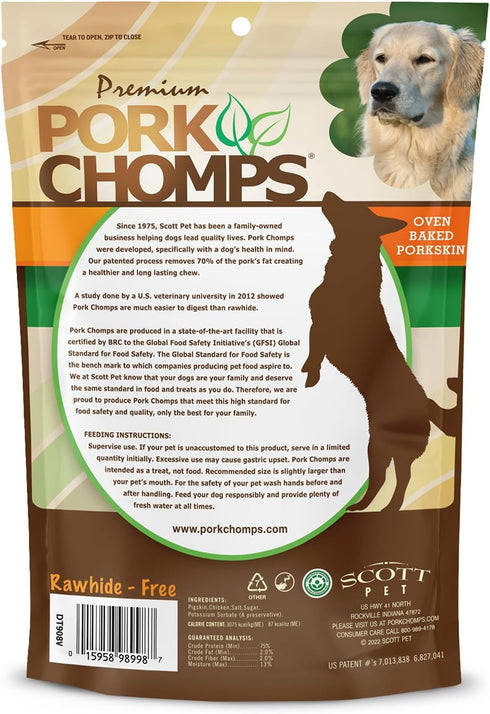 2.5-inch 12 Count Pork Chomps Baked Pork Skin Dog Chews, Mini Knots, Real Chicken Wrap