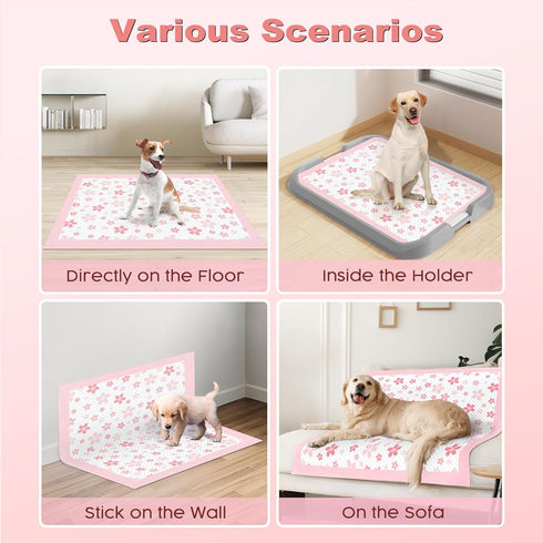 28"x34", 4-Corner (50 Counts) MIZOK Dog Pee Pads Extra Large Potty Pads for Big Dog Breeds, Super Absorbent