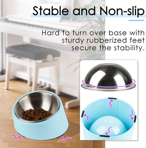 SuperDesign Mess Free 15° Slanted Bowl for Dogs and Cats, Tilted Angle Bulldog Bowl Dog Feeder, Non-Skid & Non-Spill