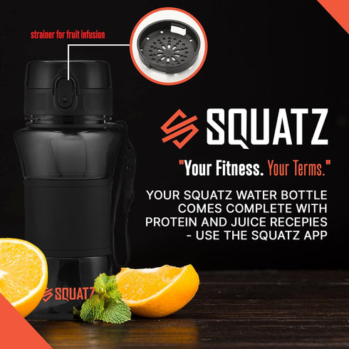 17 Oz SQUATZ Poseidon Series Water Bottle for Protein and Fruit Shakes - Premium Quality Wide Mouth Gym Flask Fruit