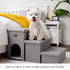 Dog Stairs for High Beds, Folding Pet Stairs with Storage, 3 Steps for Small Medium Dogs, Smok Grey, Holds 200 lbs