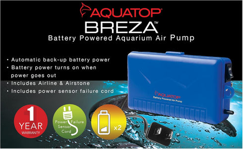 Aquatop BREZA Battery Powered Air Pump with AC Power Failure Sensor for Aquatic Transport