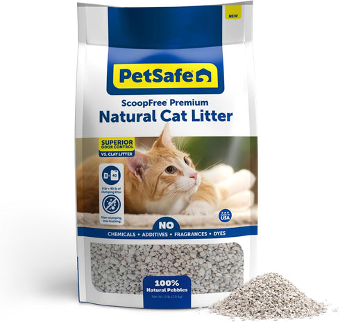 PetSafe ScoopFree Premium Natural Cat Litter, 100% Natural, 30+ Day Odor Control, 8 lb Bag