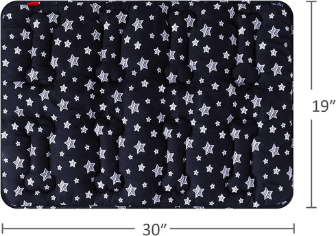 Dog Crate Mat (30" X 19") 2 Pack, Soft Bed Mat with Cute Prints, Anti-Slip Bottom, Machine Washable, Black