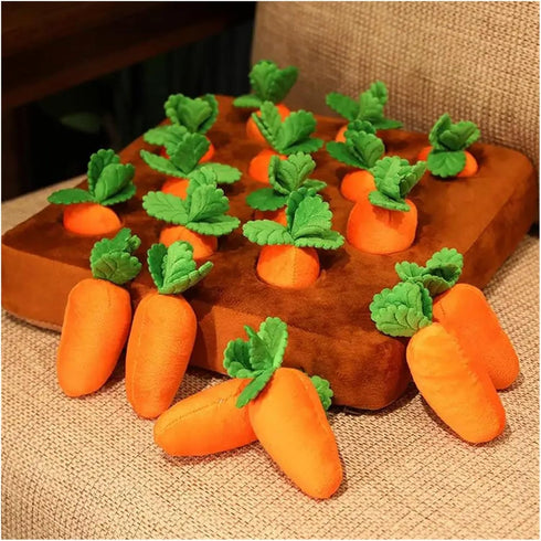 Genrico Dogs(22.5 17.5CM) Carrots Enrichment Dog Puzzle Toys Hide and Seek Carrot Farm Patch Snuffle Toy for Puppy