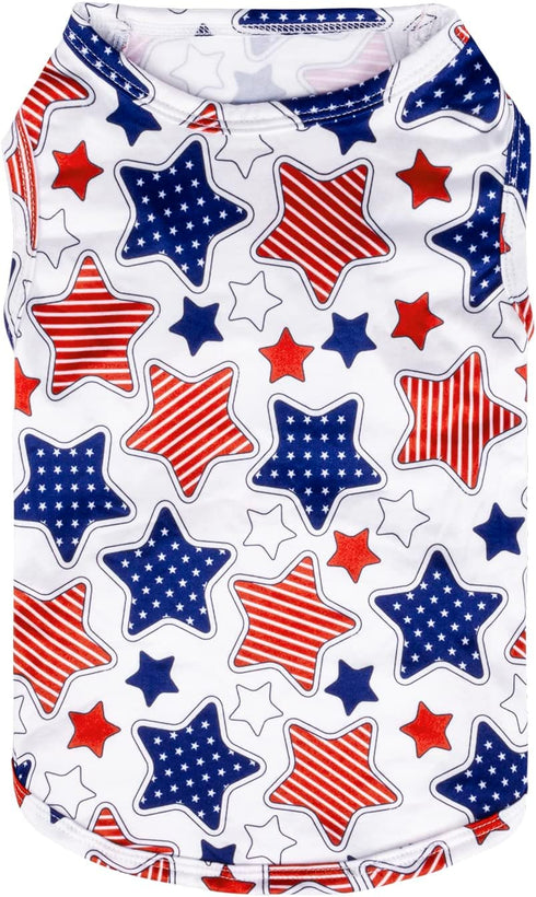 CuteBone 4th of July Dog Shirts 2-Pack, Soft Pet Clothes, Breathable Summer Vest for Small Puppy and Cat Apparel