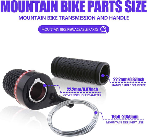 SING F LTD Bicycle Twist Shifter Repair Kit, 3x6 (18) Speed with Grips Cables for MTB Road Bike Cycle Universal