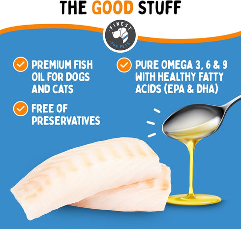 Omegease 100% Pure Omega 3 Fish Oil for Dogs and Cats, 8 oz - Skin & Coat Supplement, Supports Joint Function