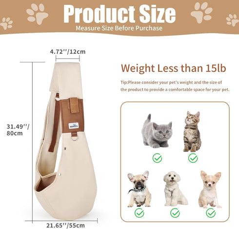 Dog Sling Carrier for Small Dogs, Adjustable Strap Reversible Front Dog Carrier, Hands-Free Pet Papoose Bag for Travel
