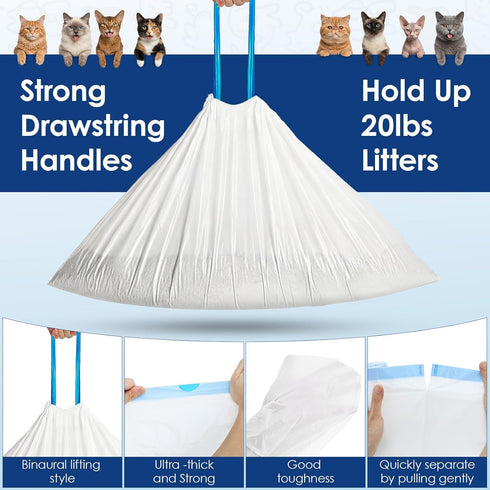 Vomktvcsr 60 Pack 2 37"x17.7"XL Jumbo Cat Litter Bags - Mil Thick Heavy Duty Leakproof Litter Box Liners, Size