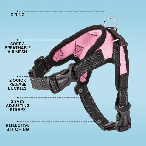 No Pull Adjustable Dog Harness with Handle - Comfortable Soft All Weather Mesh, Easy On for Small Medium Large Dogs