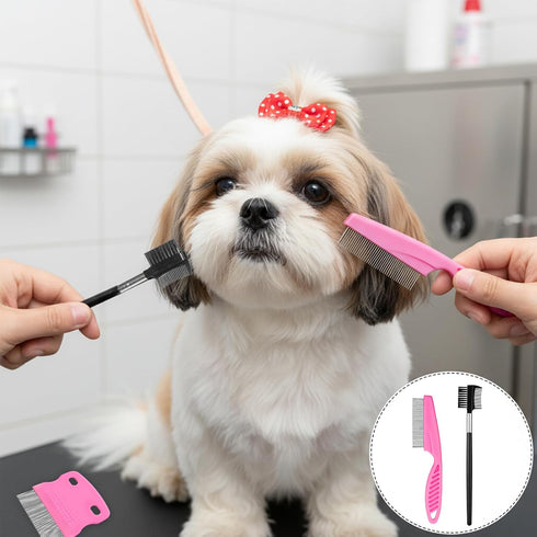 Gsbnjuy 6 Pcs Pets Grooming Comb Kit for Small Dogs Tear Stain Remover Comb Dog Face Combs for Eye Cleaning Gentle