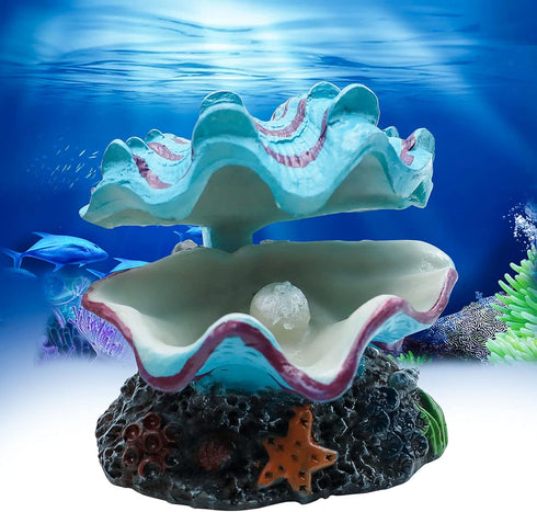 Abnaok Aquarium Shell Decoration - Tropical Clam Live-Action Ornament for Fish Tank Aerating and Oxygenated Decoration