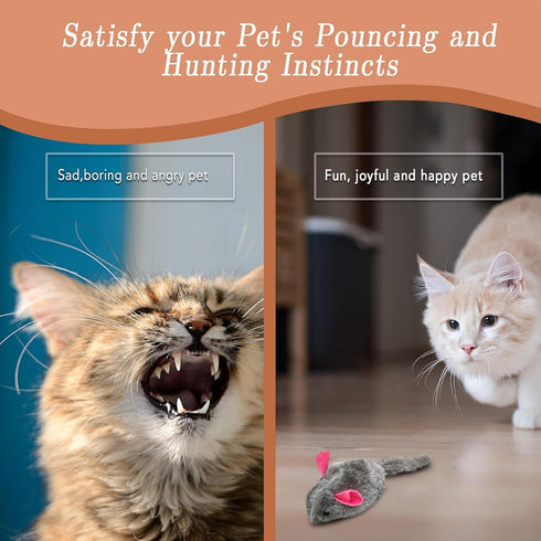 SunGrow Plush Squeaky Mice for Cats, 3 Tug Chews for Kittens' Interactive Fun, Soft Stuffed Fetch for Ferrets