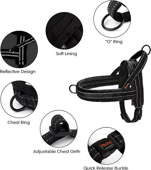 Didog Soft Flannel Padded Dog Vest Harness, No Pull/Quick Fit Reflective Strap, Easy for Training Walking (XXS: Chest