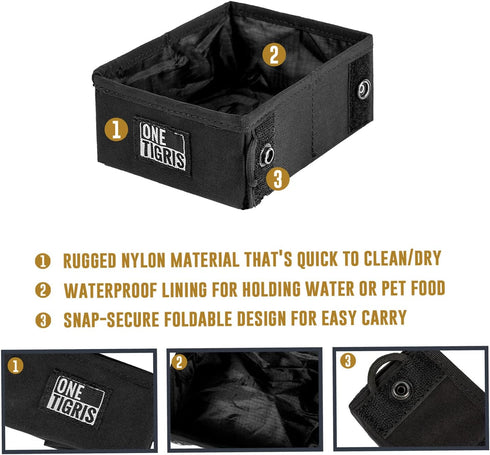 OneTigris Military Pet Bowl - Collapsible 70 oz Treat Food & Water Holder for Small to Medium Dogs
