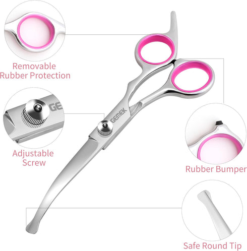 4 1) GEMEK Dog Grooming Scissors with Safety Round Tips Stainless Steel Professional Dog Grooming Kit - Thinning