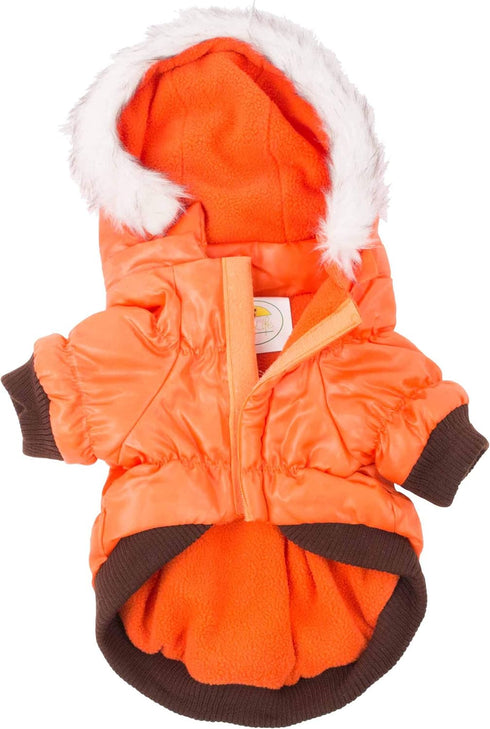 PET LIFE Classic Metallic Fashion Pet Dog Coat Jacket Parka, Small, Metallic Orange with 3M Insulation