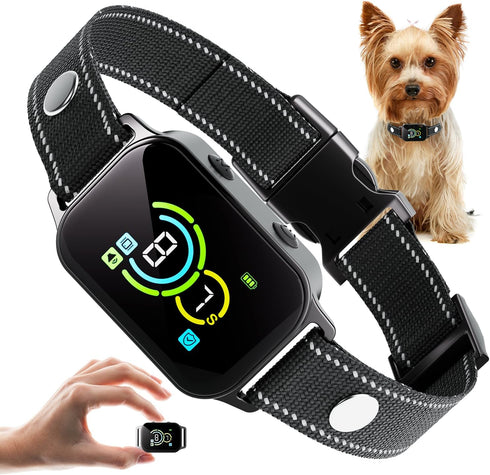Dog Bark Collar, No Shock Rechargeable Smart Anti-Bark Collar for Small Medium Mini Dogs, Beep Vibration (Black)
