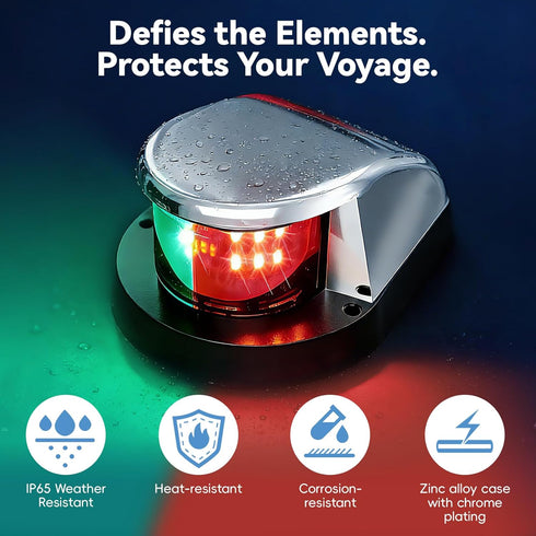 Poiini LED,IP65 Resistant,12V Sailboats,Fishing 2 Pack) Boat Navigation Lights,Red and Green Marine Water - Compatible