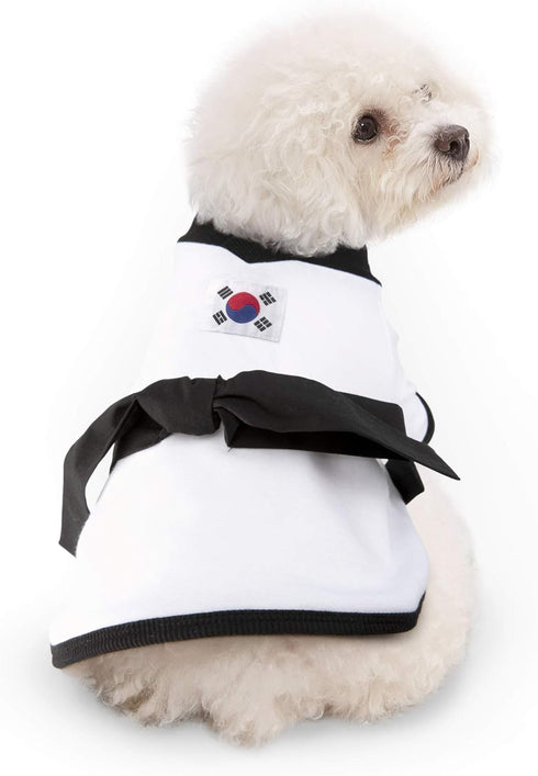 Athletic Costume with Black Belt Uniform for Dogs, Clothes Pullover Sweater Sweatshirts for Boy and Girl Dog Apparel