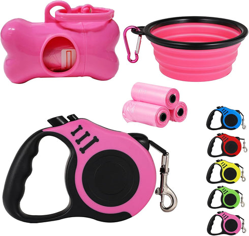 Heavy Duty Retractable Dog Leash, 10FT for Small Dog or Cat up to 26 lbs, 360° Tangle-Free Strong Nylon Tape, Anti-Slip