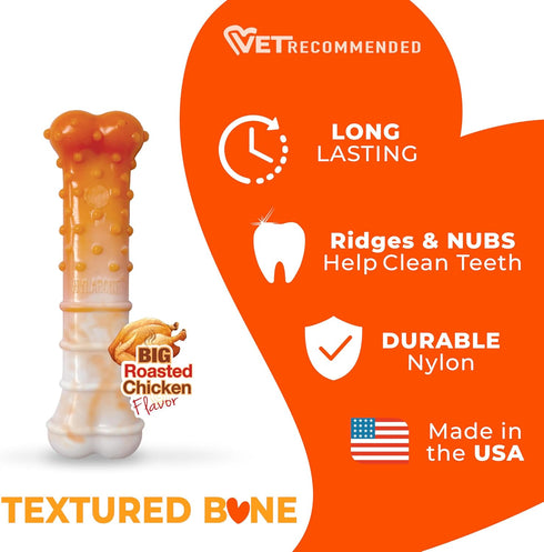 70th 15 lbs (1 Count) Nylabone Limited Edition Birthday Textured Bone Power Chew Toy for Dogs, Durable & Tough Dog Toys