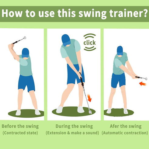 Golf Swing Training Aid - Retractable Grip Trainer for Right-Handed Golf Club, Indoor Practice, Strength & Tempo