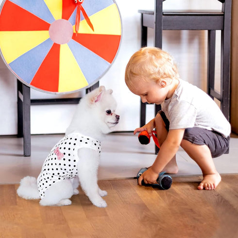 TONY HOBY Summer Dog Pajamas - Soft Breathable Dog Jumpsuit with Polka Dots (Black, L)