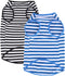 Striped Cotton Dog Shirts by WEONE, Breathable T-Shirt for Small Medium Large Dogs, Black Blue M
