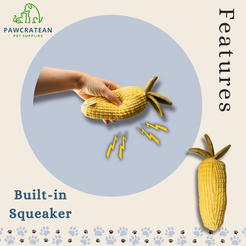 7" Plush Squeaky Toy for Small Dogs - Soft and Washable Corn Design