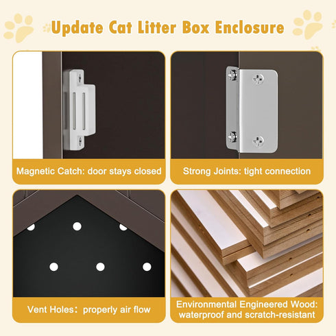 Cat Litter Box Enclosure Litter Box Furniture Hidden Wooden Washroom Litter Box Cabinet Indoor Cat House Side End Table