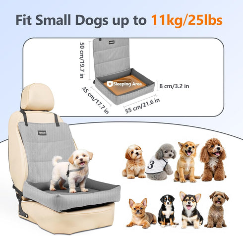 25lbs, Dog Car Seats for Small Dogs, Detachable Soft Cotton Cushion, Comfort Pet Travel Dog Bed, Puppy Car Seat