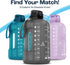 64 oz 2in1 AQUAFIT Half Gallon Water Bottle with Time Marker - Straw & Chug Lid - BPA Free Gym Water Bottle with Straw