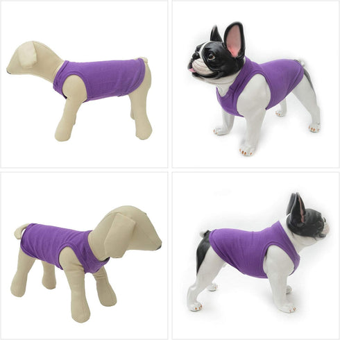 Lovelonglong 2019 Summer Pet Clothing - Dog Clothes Blank T-Shirts, Ribbed Tanks, Thread Vests for Bulldog, 100%
