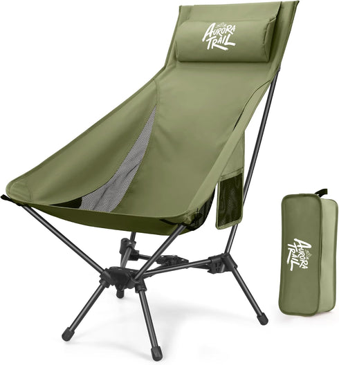 AuraroTrail AuroraTrail High Back Folding Camping Chair with Pillow Lightweight Portable Outdoor Chair