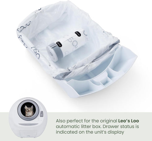 2mil 50 count Leo's Loo Too by Casa Leo I Waste Litter Drawer Liner Bags for Automatic Litter Boxes I Heavy Duty Thick