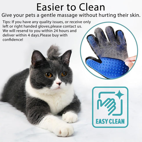 GJEASE Cat Grooming Glove Brush, Eco-Friendly Pet Hair Remover Tool for Carpet, Furniture, Couch, Clothes, High