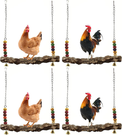 Chicken Bird Swing,Chicken Perch,Natural Wooden Swing Toys,Wood Stand for Chick,Safe and Relief